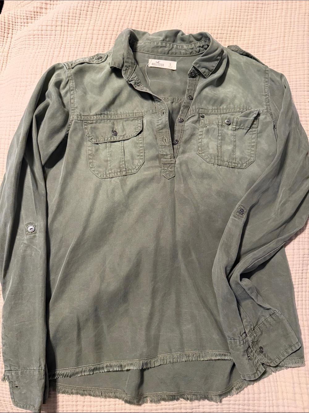 Hollister Washed Olive Utility Popover